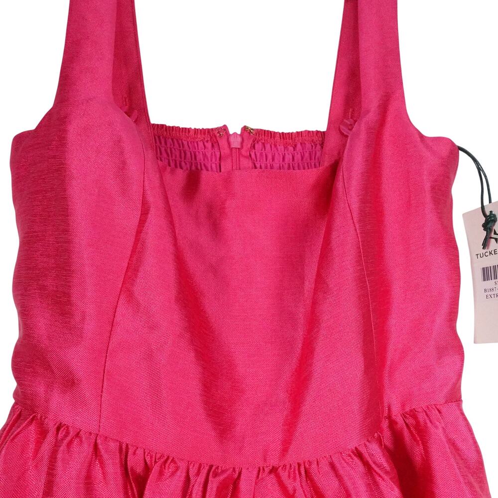 Tuckernuck Hot Pink Satin Square-Neck Midi Dress - Picture 5 of 11
